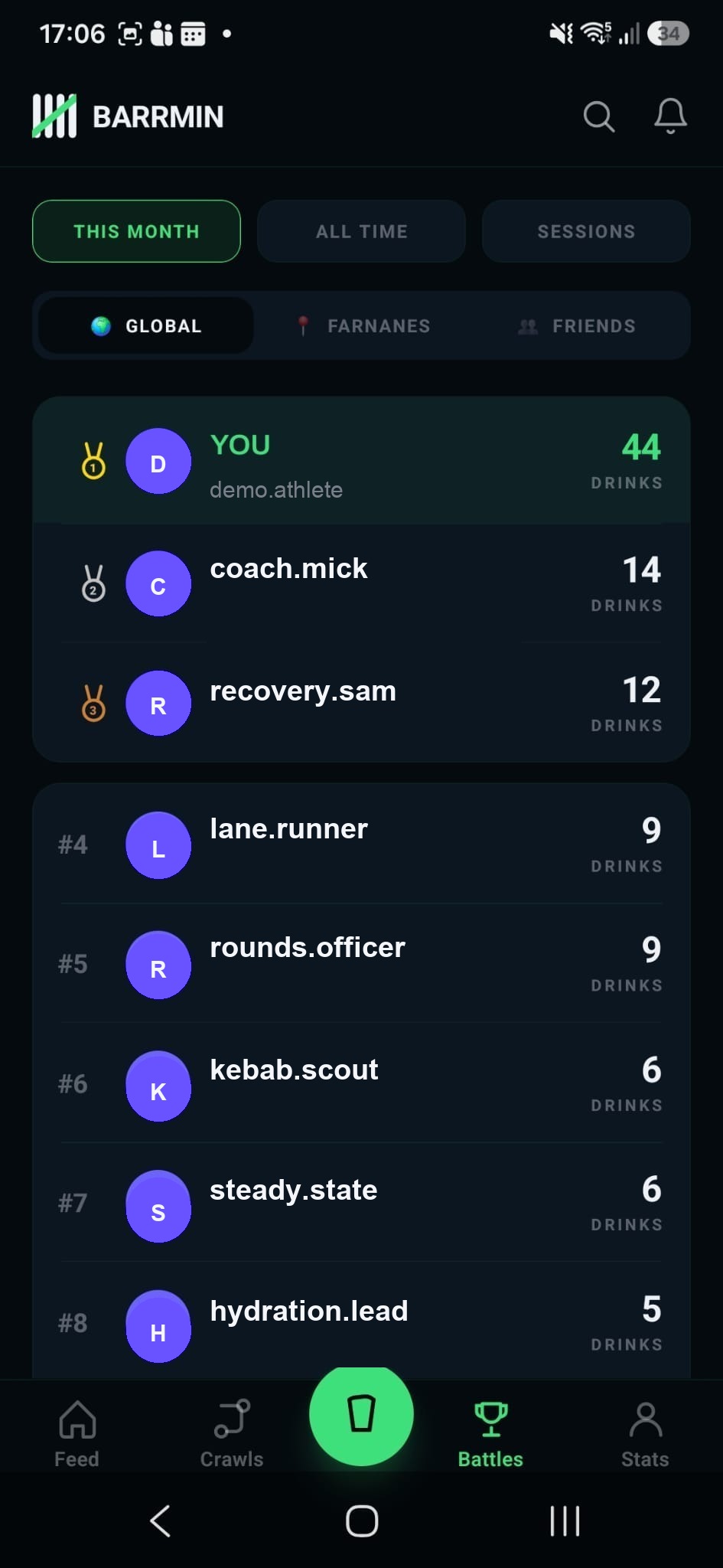 Barrmin battles leaderboard screen